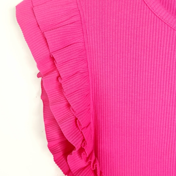 J CREW Ruffled Trimmed Ribbed Top Size 2xl - Picture 5 of 7
